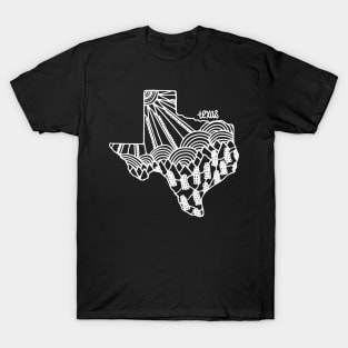 White Line Texas Mandala Zentangle State Outline T-Shirt